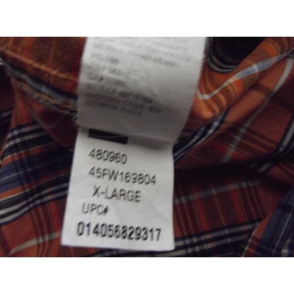 IZOD Shirt Mens XL Orange White Blue Plaid Button-Down Collar Heritage Tartan - Picture 12 of 12